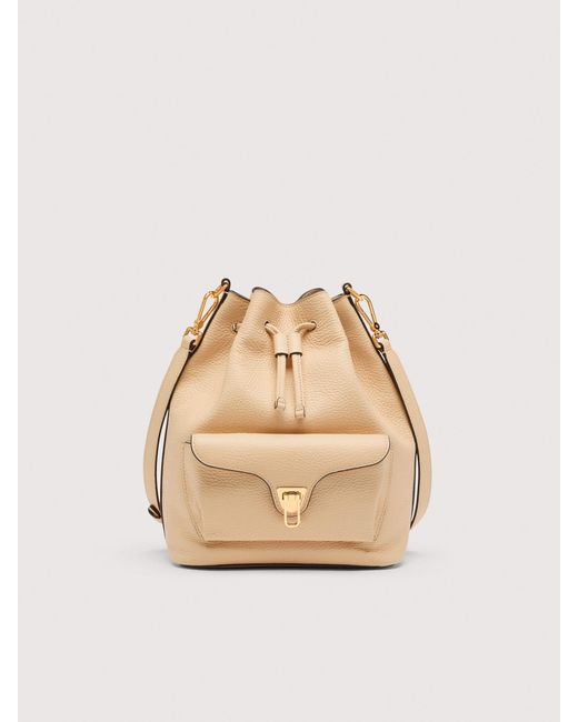 Coccinelle Natural Beuteltasche Aus Genarbtem Leder Beat Generation Medium