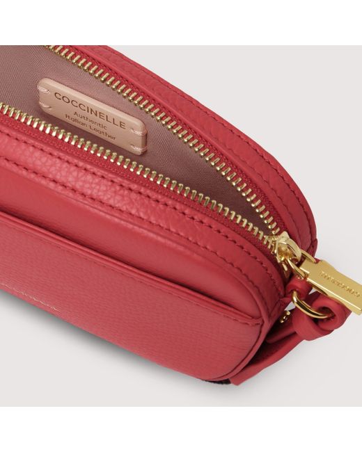 Coccinelle Red Grained Leather Minibag Enchanteuse