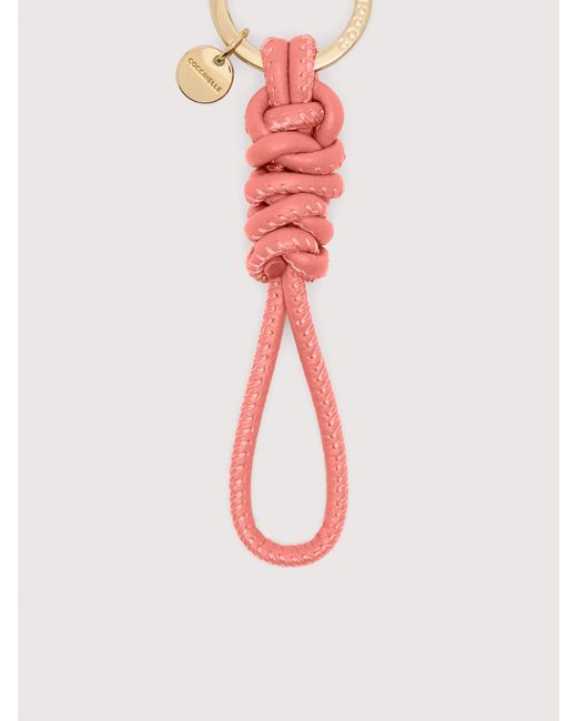 Coccinelle Pink Schlüsselanhänger Aus Genarbtem Leder Darjia