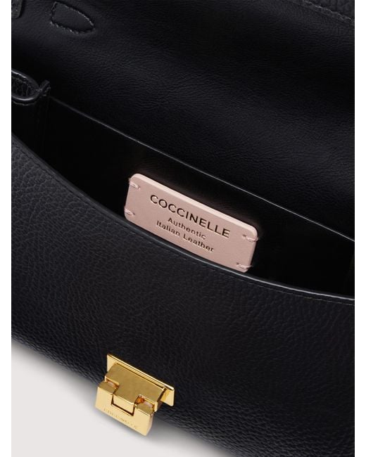 Coccinelle Black Grained Leather Clutch Bag Arlettis Mini