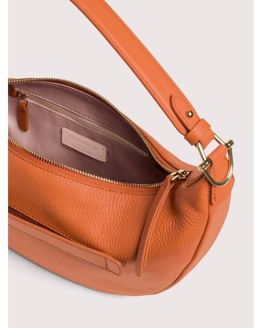Coccinelle Pink Grained Leather Hobo Bag Paki Medium