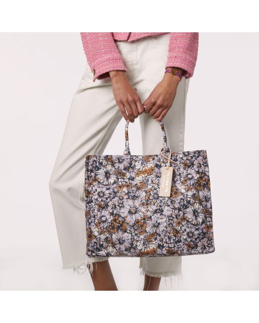 Coccinelle Blue Floral Print Fabric Handbag Never Without Bag Cross Flower Print Medium