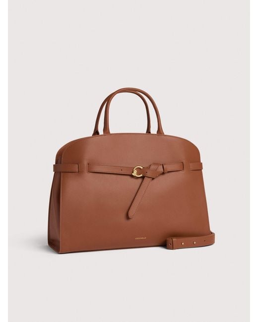 Coccinelle Brown Smooth Leather Handbag Sabine Large