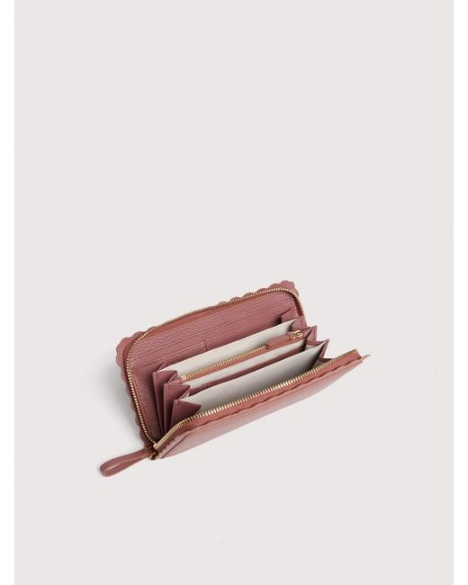 Coccinelle Pink Grained Leather Wallet Leather Lace Large