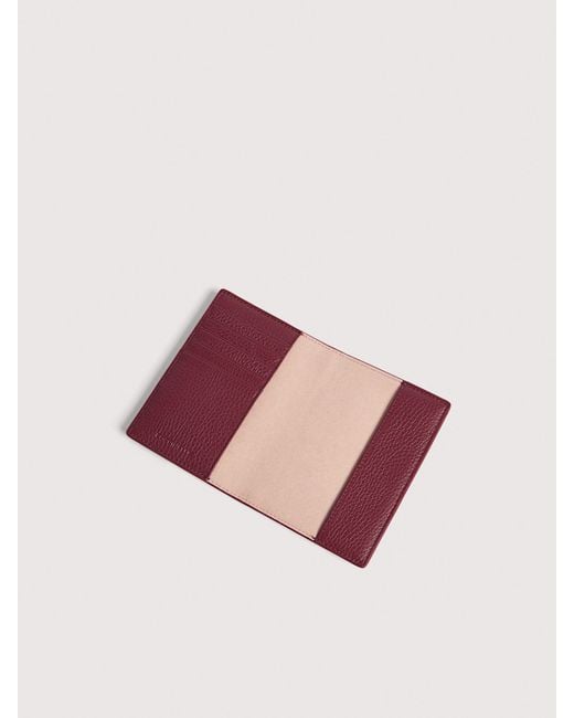 Coccinelle Pink Reisepassetui Aus Genarbtem Leder Metallic Soft