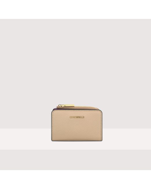 Coccinelle Natural Grained Leather Card Holder Metallic Tricolor