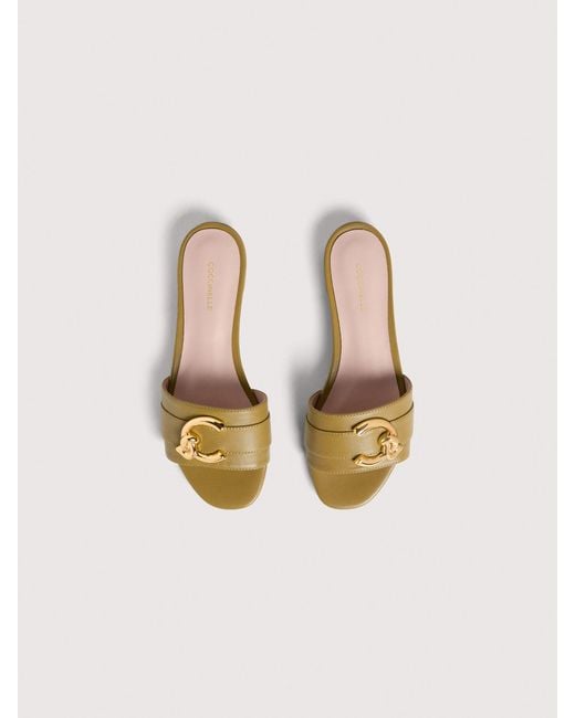 Coccinelle Natural Smooth Leather Low-Heeled Sandals C-Me Smooth