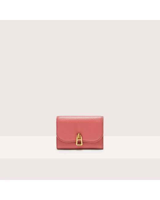 Coccinelle Pink Geldbörse Small aus genarbtem Leder Magie