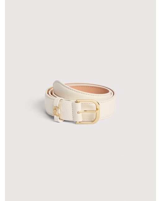 Coccinelle Natural Grained Leather Belt Metal Loop