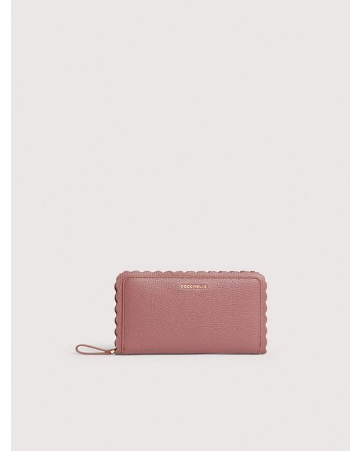 Coccinelle Pink Grained Leather Wallet Leather Lace Large