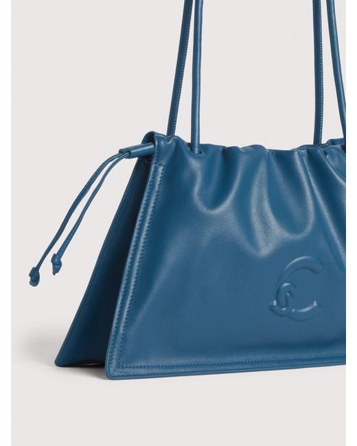 Coccinelle Blue Smooth Leather Shoulder Bag Dulse Medium