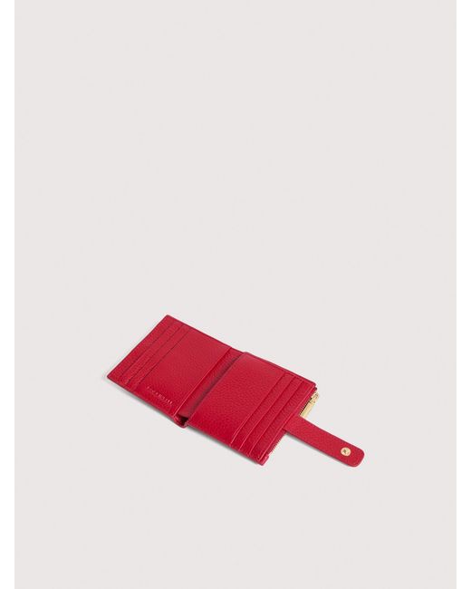 Coccinelle Pink Small Grained Leather Wallet Metallic Medium
