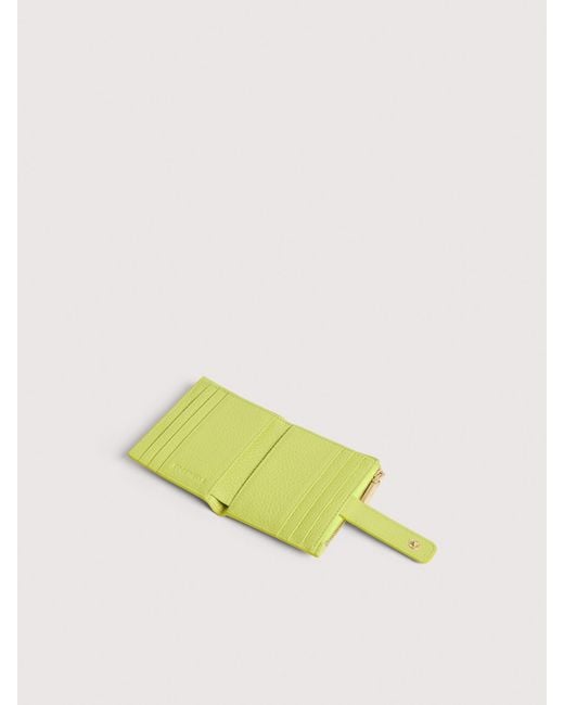 Coccinelle Yellow Small Grained Leather Wallet Metallic Medium