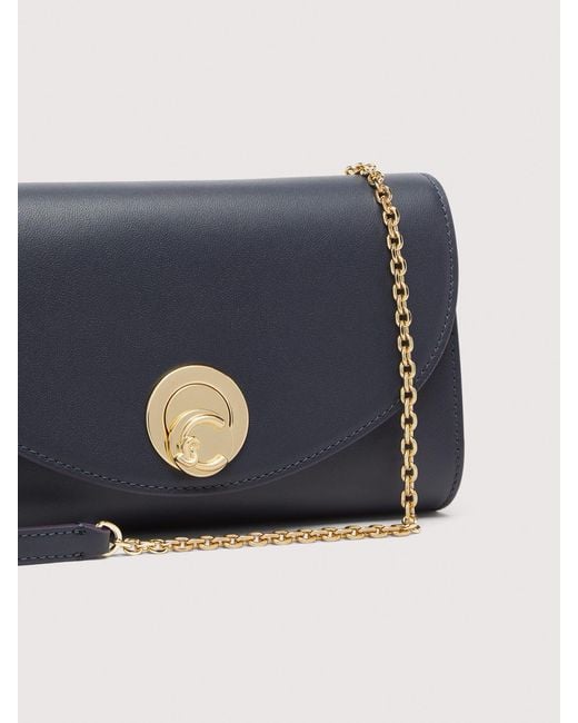 Coccinelle Blue Smooth Leather Clutch Bag Nikla Smooth Small