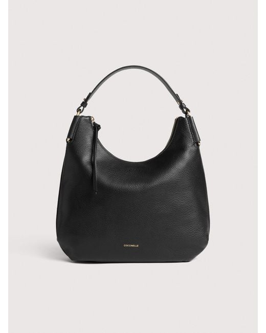 Coccinelle Black Grained Leather Shoulder Bag Rebekka Small