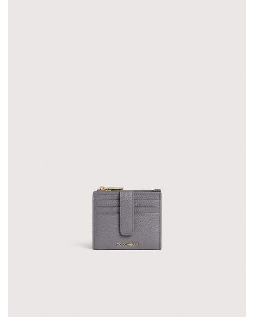 Coccinelle White Small Grained Leather Wallet Metallic Medium