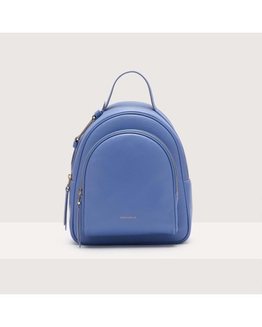 Coccinelle Blue Rucksack Aus Genarbtem Leder Malory Medium