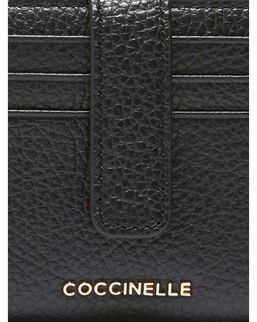 Coccinelle Black Small Grained Leather Wallet Metallic Medium