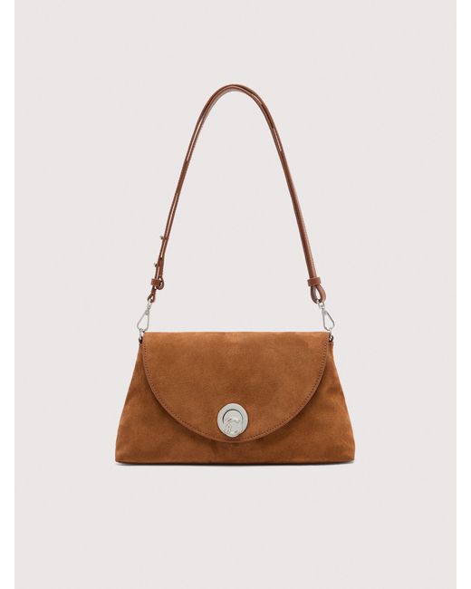 Coccinelle White Schultertasche Aus Wildleder Nikla Suede Bimaterial Medium