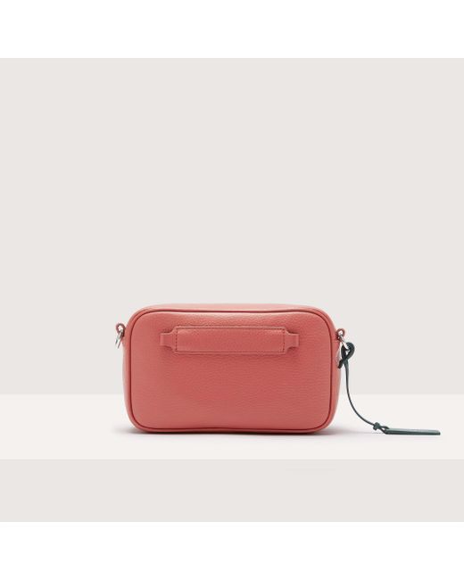 Coccinelle Red Grained Leather Crossbody Bag Smart To Go