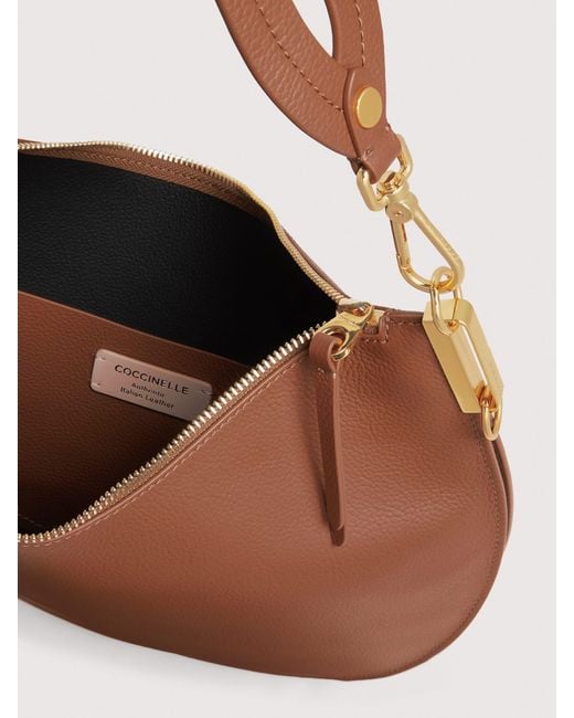 Coccinelle Brown Two-Sided Leather Shoulder Bag Sunup Large