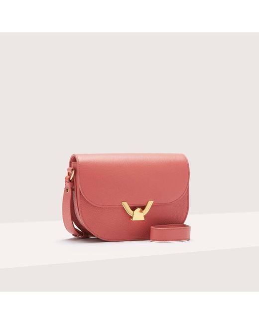 Coccinelle Red Grained Leather Crossbody Bag Dew Small