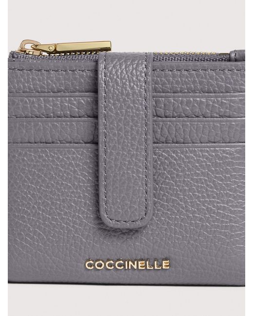 Coccinelle White Small Grained Leather Wallet Metallic Medium