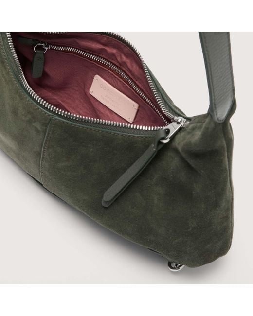 Coccinelle Green Suede And Grained Leather Shoulder Bag Abigail Suede Bimaterial Small