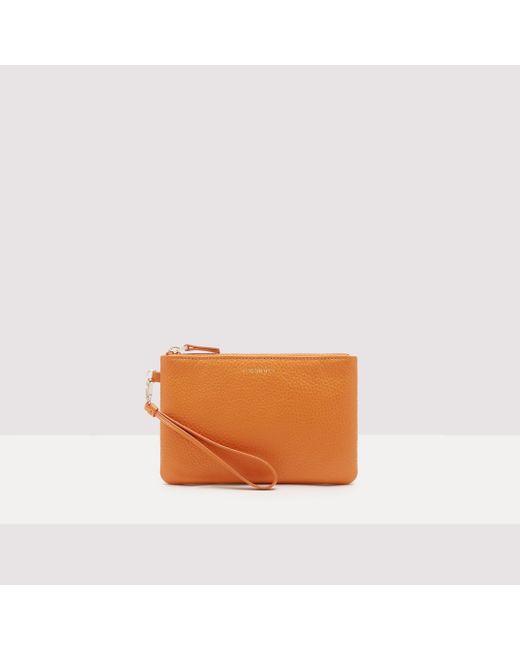 Coccinelle Orange Grained Leather Pouch New Best Soft