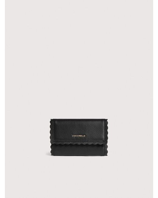Coccinelle White Grained Leather Wallet Leather Lace Medium