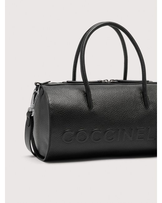 Coccinelle Black Grained Leather Handbag Myrtha Large