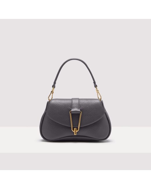 Coccinelle Gray Grained Leather Handbag Himma Small