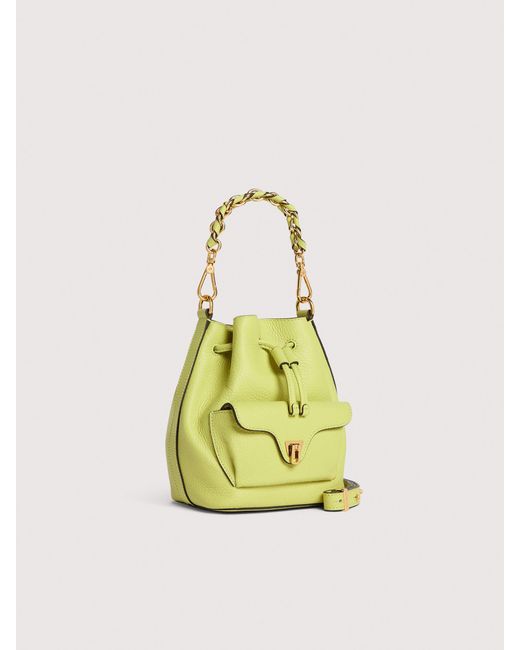 Coccinelle Metallic Grained Leather Bucket Bag Beat Generation Small