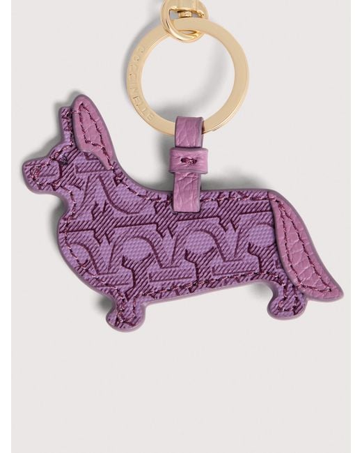 Coccinelle Pink Monogram Coated Canvas And Grained Leather Key Ring Pet Capsule