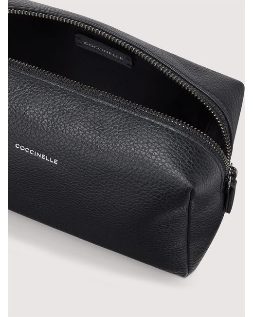 Coccinelle Black Grained Leather Beauty Case Smart To Go Medium