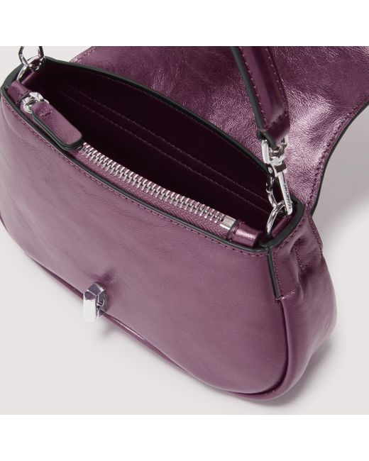 Coccinelle Purple Pearl Leather Handbag Himma Pepita Small