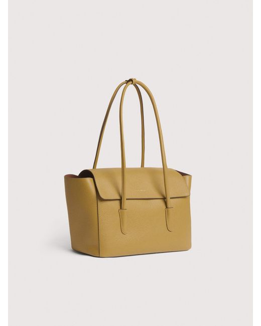 Coccinelle Natural Grained Leather Tote Bag Double Beat Large