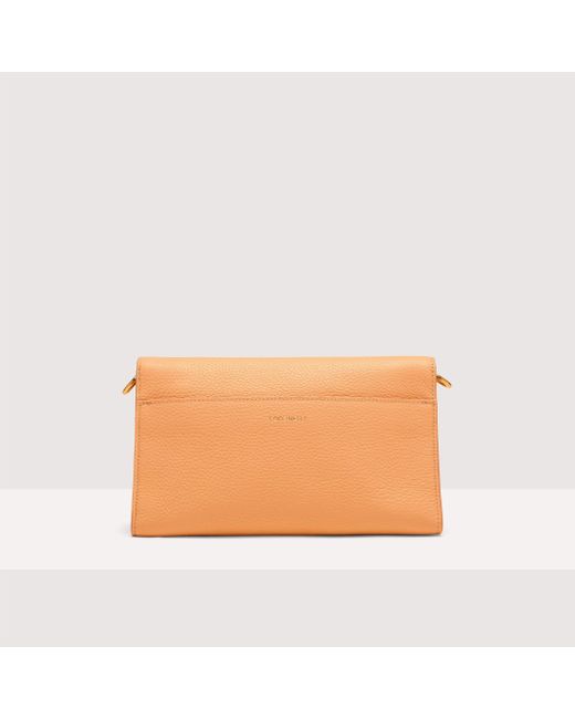 Coccinelle Orange Grained Leather Shoulder Bag Binxie Medium