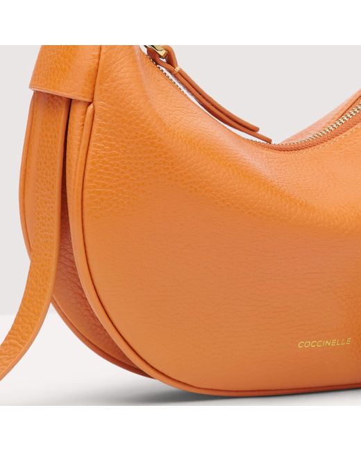 Coccinelle Orange Grained Leather Shoulder Bag Priscilla Small