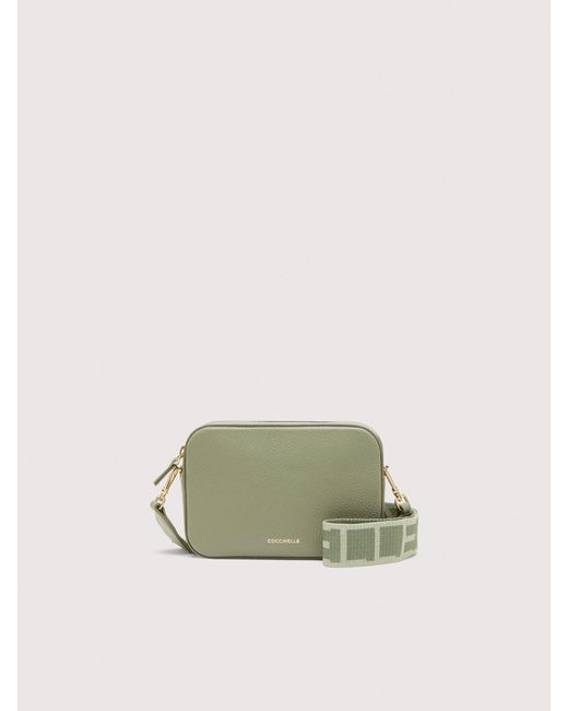 Coccinelle Green Grained Leather Crossbody Bag Tebe Small