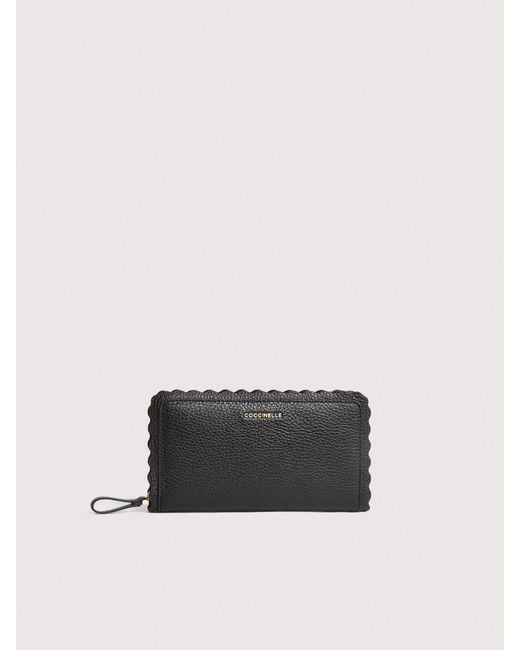 Coccinelle White Grained Leather Wallet Leather Lace Large