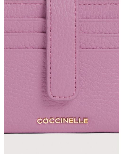 Coccinelle Pink Small Grained Leather Wallet Metallic Medium