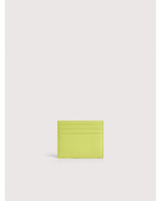 Coccinelle Yellow Grainy Leather Card Holder Metallic Small