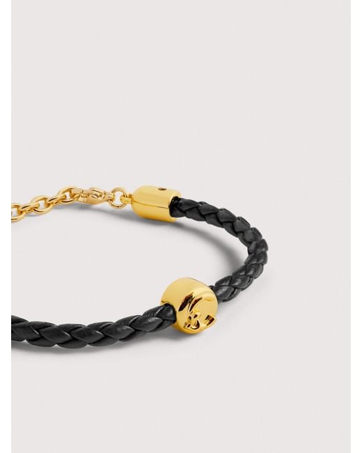 Coccinelle Black Grained Leather Bracelet C-Me Sphere