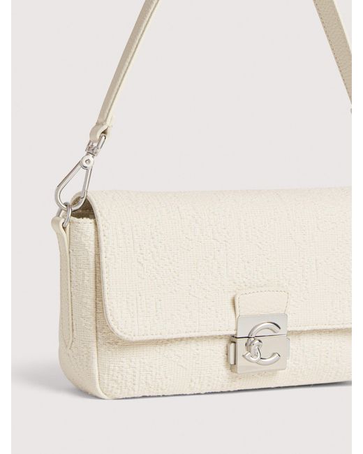 Coccinelle Natural Shells Textured Fabric Shoulder Bag C-Me Lock Medium