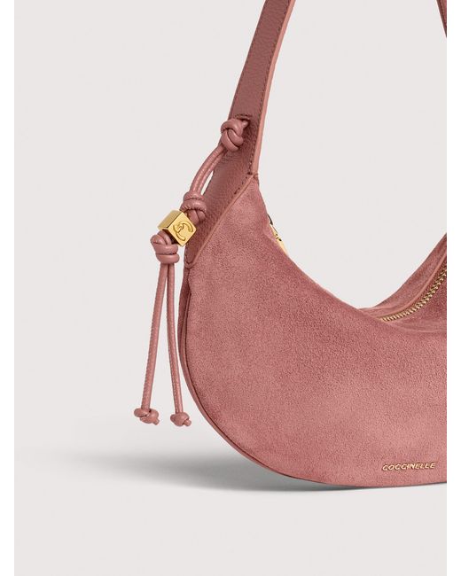Coccinelle Pink Suede Shoulder Bag Thess Small