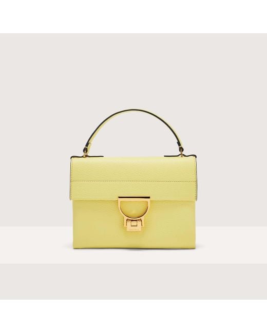 Coccinelle Yellow Grained Leather Clutch Bag Arlettis Mini