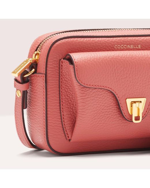 Coccinelle Red Grainy Leather Mini Bag Beat Soft Mini