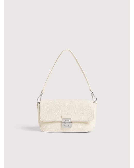 Coccinelle Natural Shells Textured Fabric Shoulder Bag C-Me Lock Medium