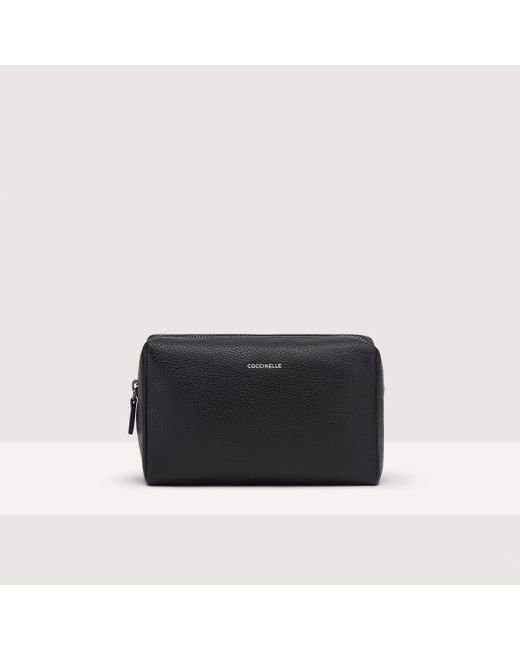 Coccinelle Black Grained Leather Beauty Case Smart To Go